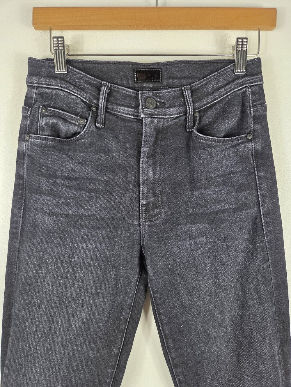 Mother The Weekender Deep End High Waist Cropped Flare Jeans Washed Black - Picture 5 of 16